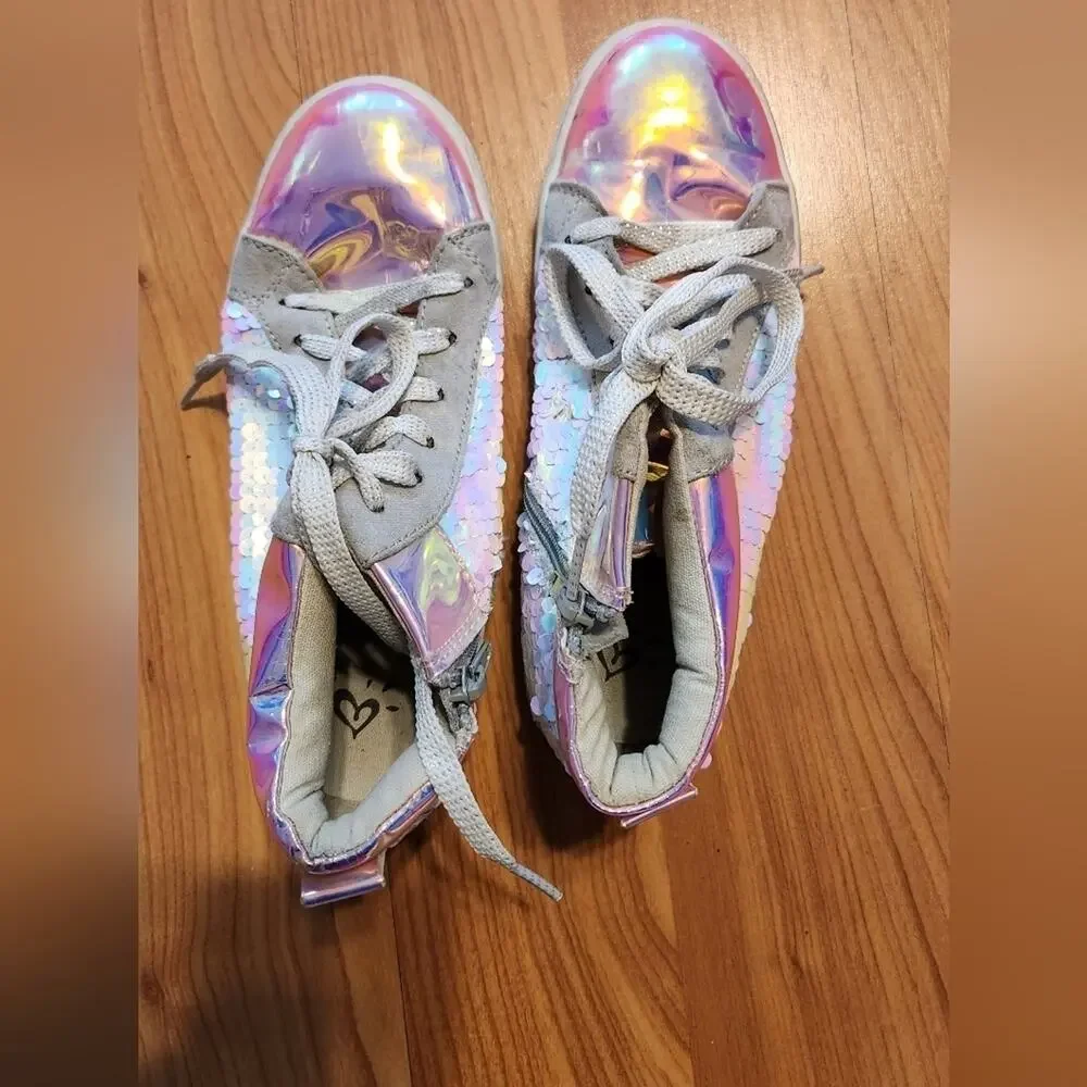 Justice Girls Sneakers sz6 Sequin EUC